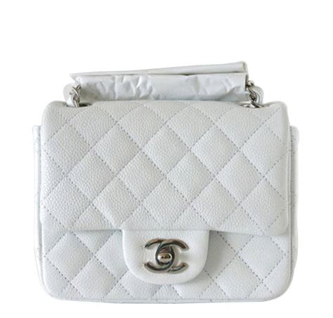 chanel mini square flap bag white